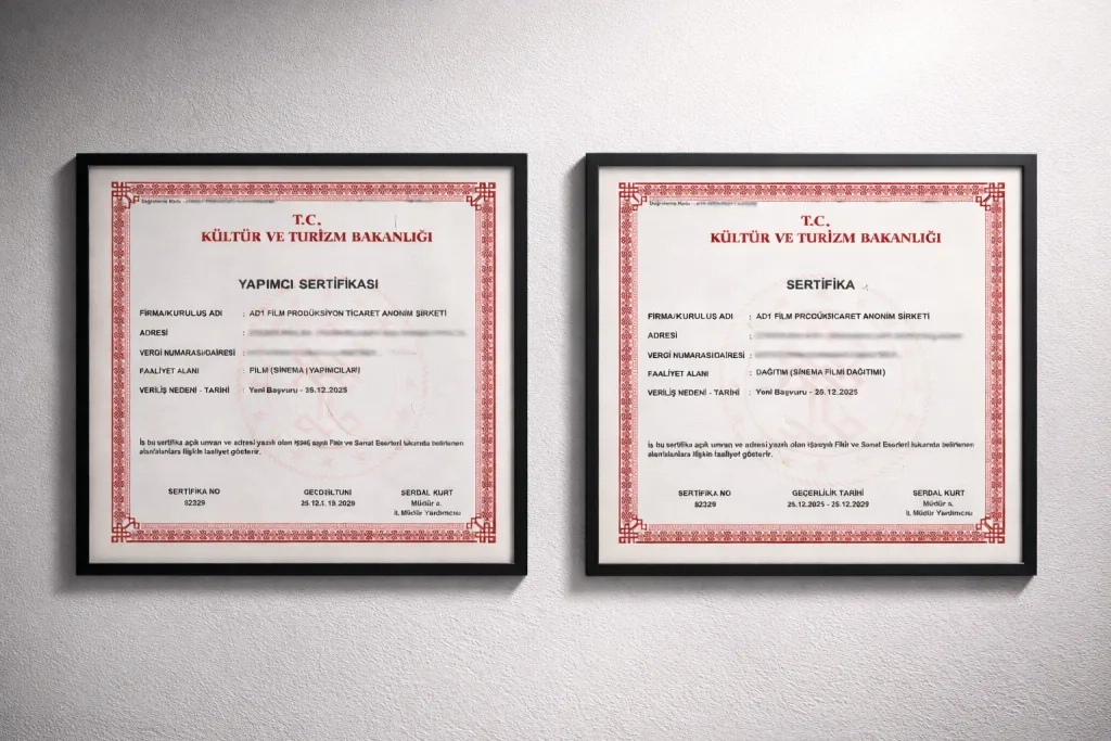 啄木鸟影视制作许可证书展示